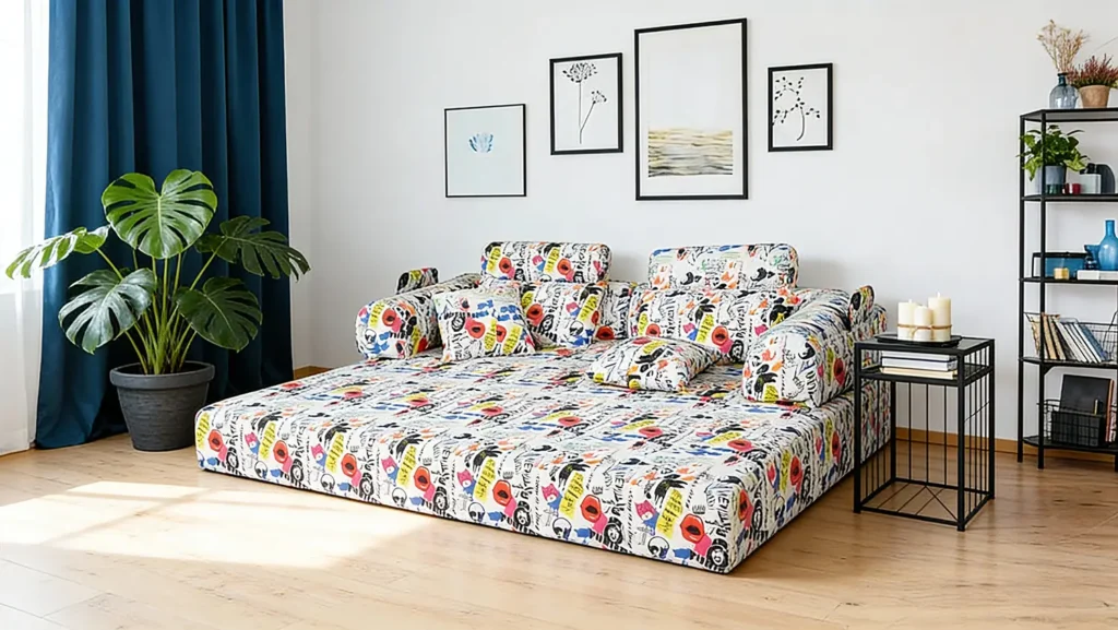Graffiti Print Compression Sofa - Space-Saving Foldable Boxed Sofa for Small Apartments,No Assembly